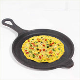 Pre-Seasoned Black Cast Iron Shallow Fry Pan With Long Loop Handle - Medium, 25 Cm, 9.8 Inch, 2.2 Kg | Induction Friendly, Nonstick Fry Pan, 100% Pure & Toxin Free, No Chemical Coating